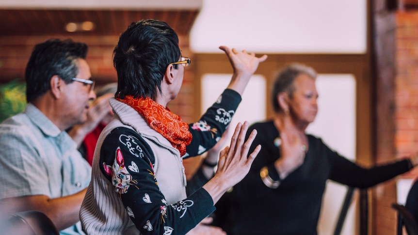 A participant in a dance class for people with Parkinson's disease.