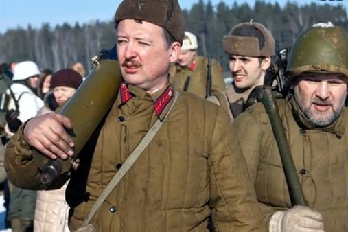 Two men in WWII-era Soviet army uniforms 