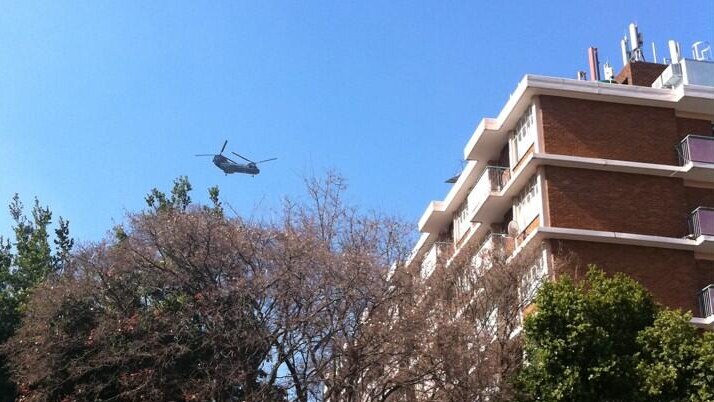 US choppers fly over Pretoria, ahead of Barack Obama's visit scheduled this week.