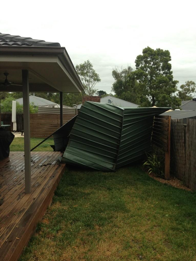 A shed blown away by storms in Ballarat, in central Victoria, December 1, 2012.