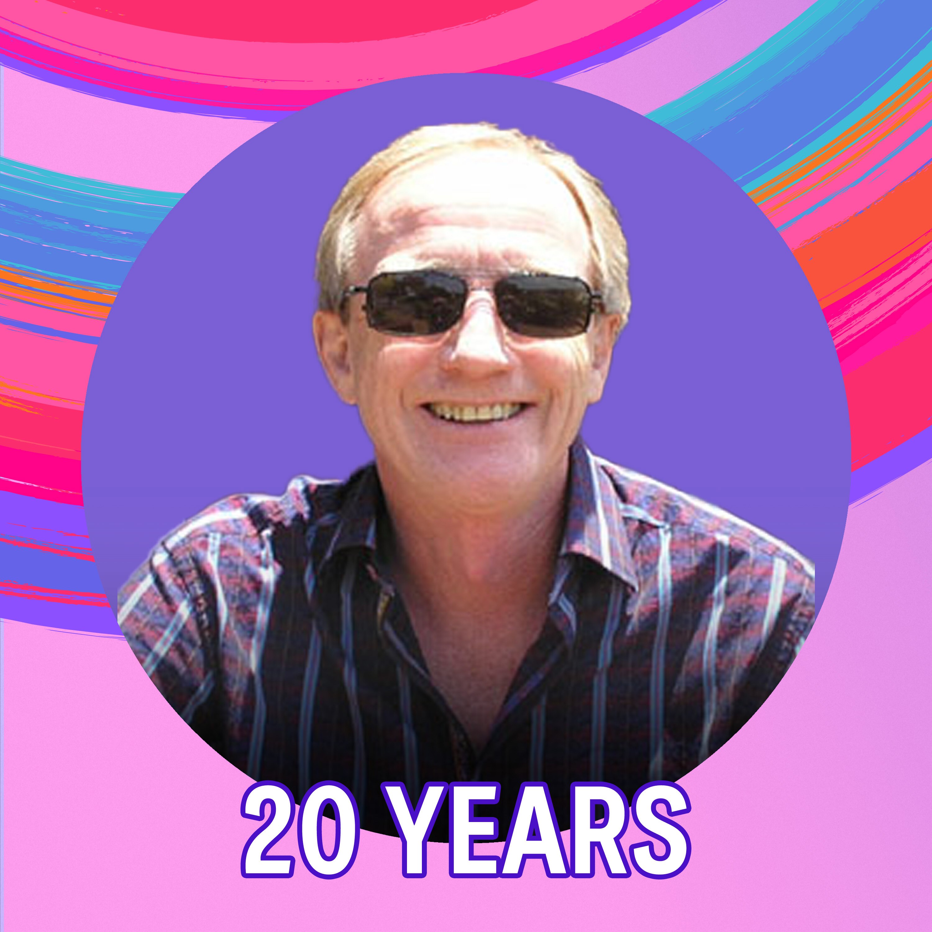 A man with sunglasses smiles.