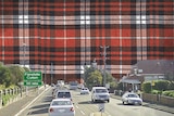 Artist's impression of the mythical 'Flannelette Curtain' dividing Hobart, as seen from the ground.