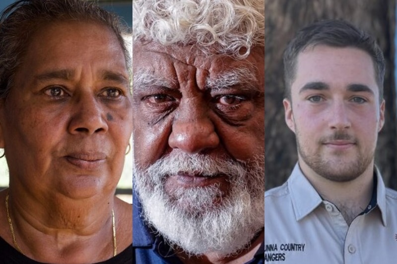 Composite image of a middle-aged Indigenous woman, a young indigenous man and an older indigenous man