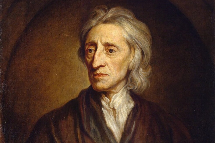 A 17th century painting of an older man with long grey hair, looking out to the distance