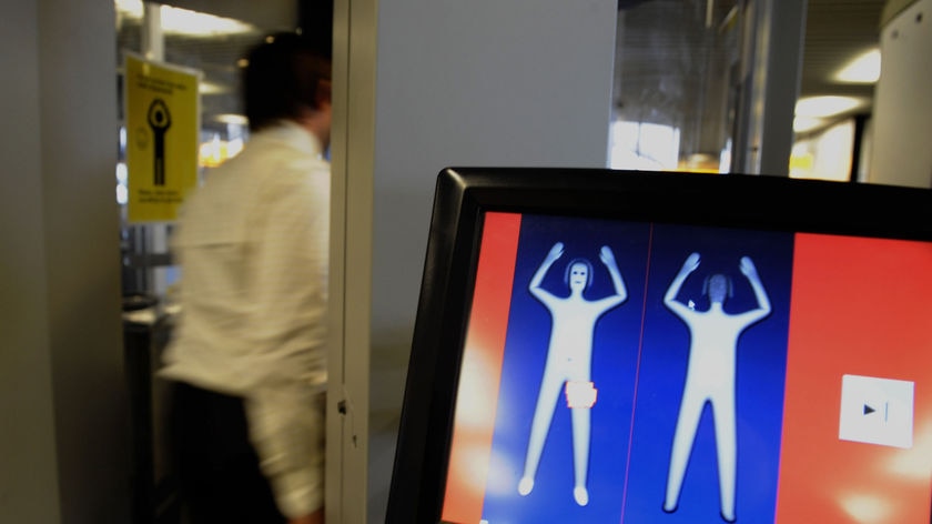 A body scanner at an airport