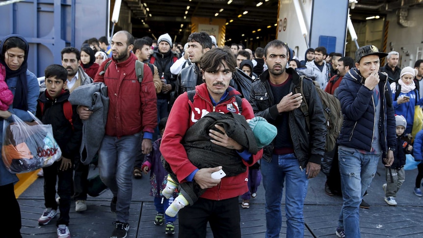 Asylum seekers aboard a Greek ferry