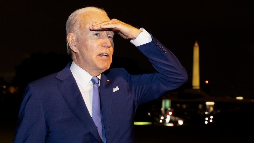 President Biden looks into the distance