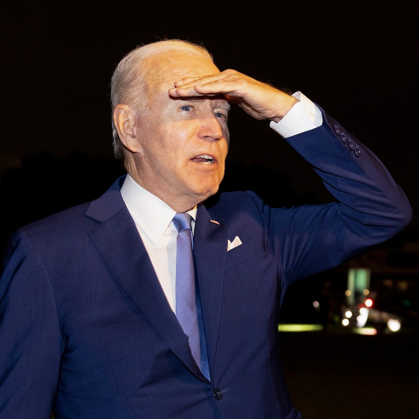 President Biden looks into the distance