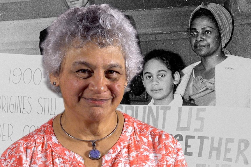 A photo of Lilon Bandler against a black-and-white archival image of her mother, activist Faith Bandler.