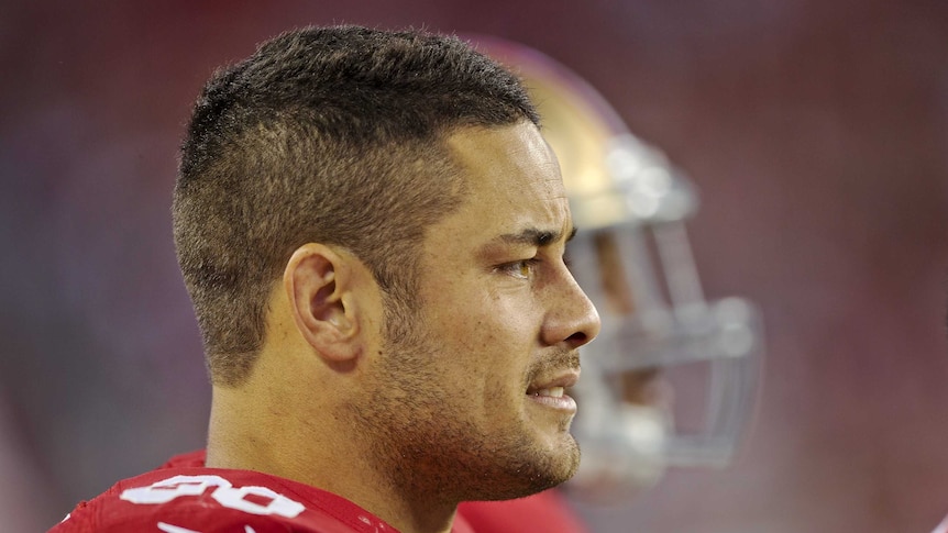 Jarryd Hayne on the 49ers bench