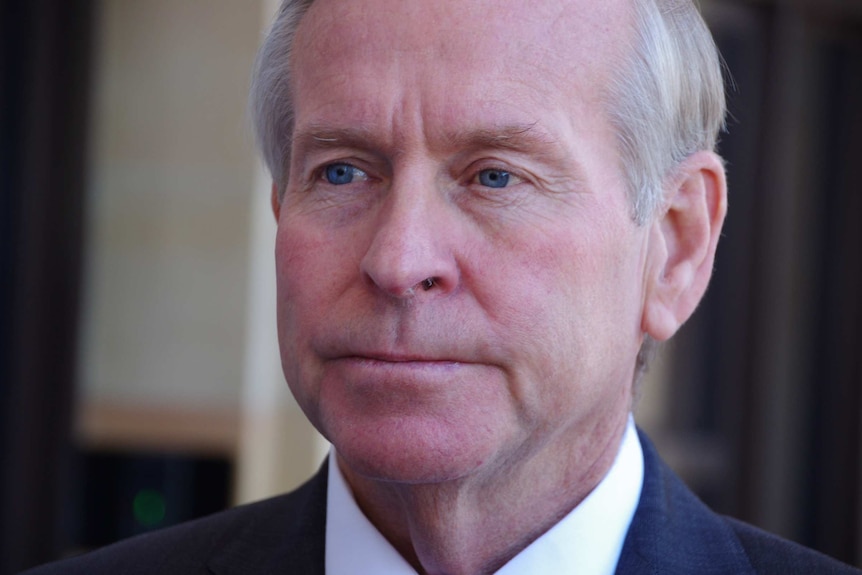 WA Premier Colin Barnett stands outside Parliament. April 6, 2016.