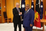 Australian PM Anthony Albanese and James Marape, PNG PM shake hands like lifelong friends