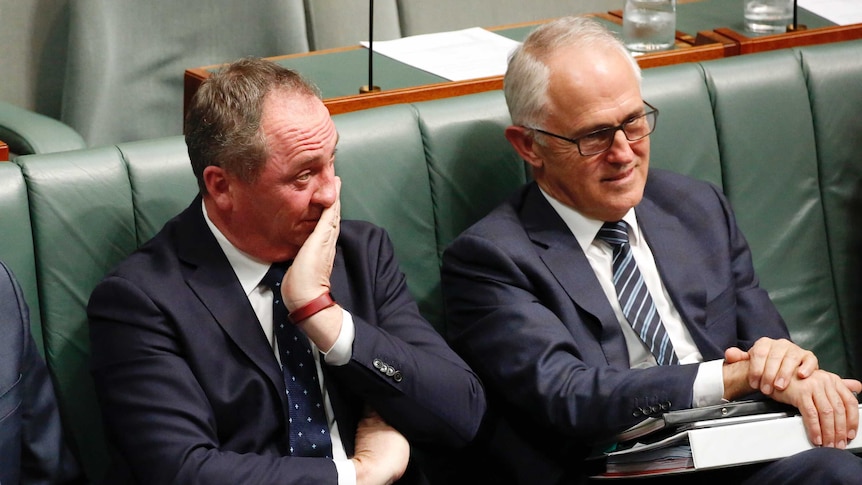 Barnaby Joyce and Malcolm Turnbull in question time