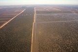 An aerial view of Australia's biggest cotton farm, Cubbie Station, in south-west Queensland.