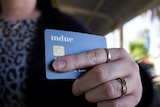 An Indue cashless welfare card held by a trial participant in Kalgoorlie, WA.