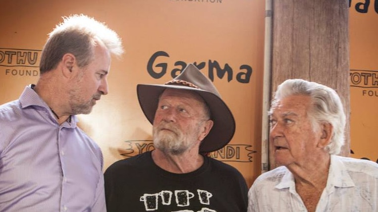 Nigel Scullion, Jack Thompson and Bob Hawke at Garma 2014