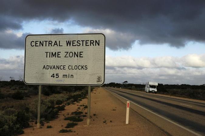 Nullarbor time zone sign