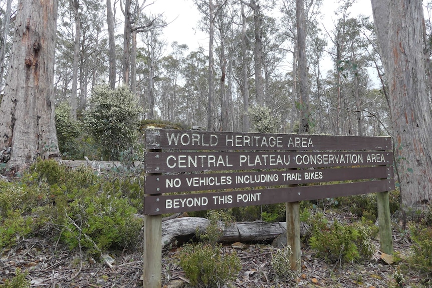 Tasmanian Wilderness World Heritage area sign November 2018