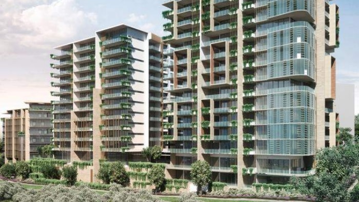 A graphic of three proposed towers in Taringa.