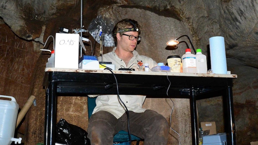 UNSW's Dr Martin Andersen in his office inside the Wellington Caves.