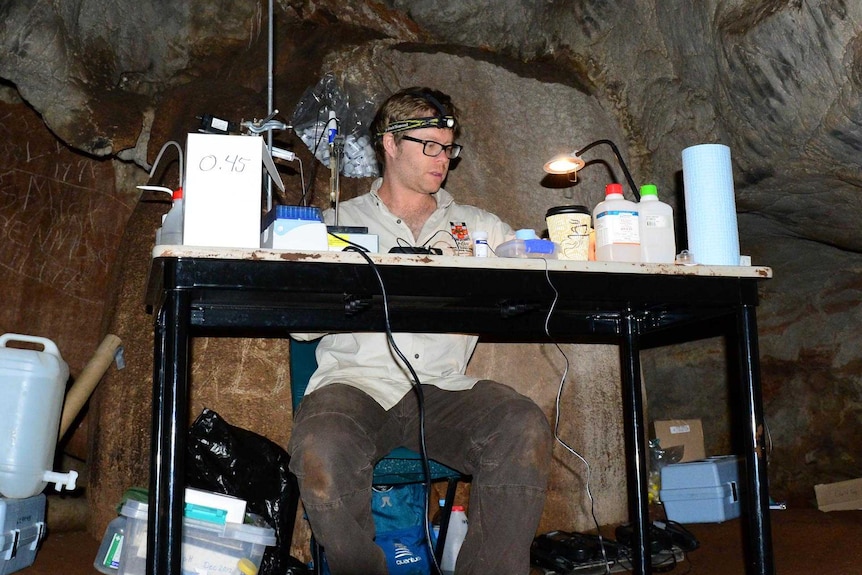 UNSW's Dr Martin Andersen in his office inside the Wellington Caves.