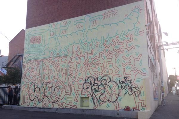 Graffitied Keith Haring mural
