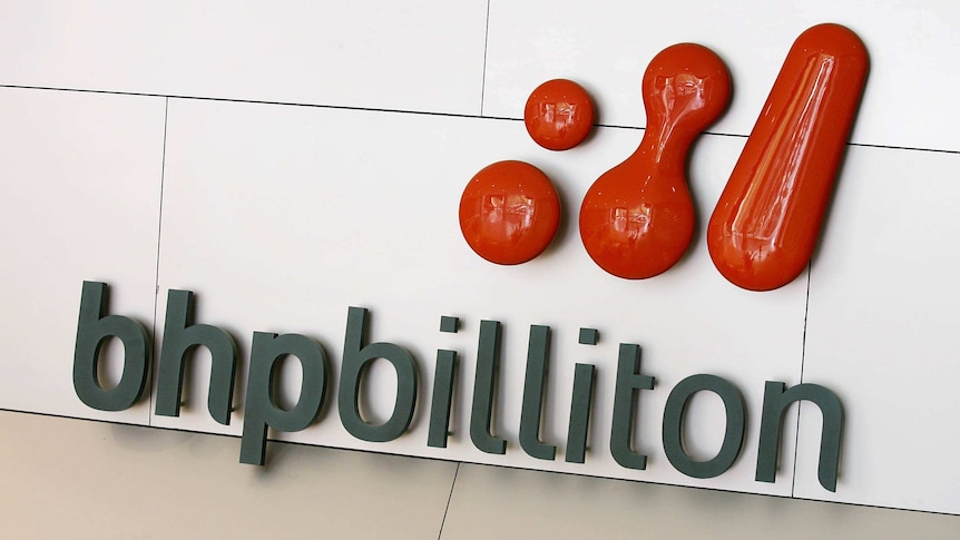 The BHP Billiton logo at the company's Melbourne Headquarters