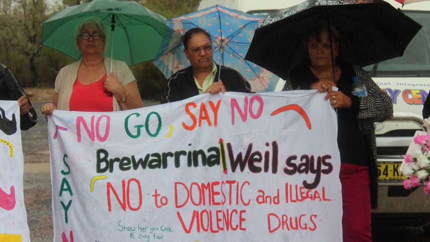 Indigenous women in Brewarrina braved the rain to say no to ice and domestic violence.