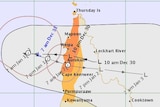 A tracking map of a tropical low currently in the Gulf of Carpentaria which is forecast to intensify into a cyclone.