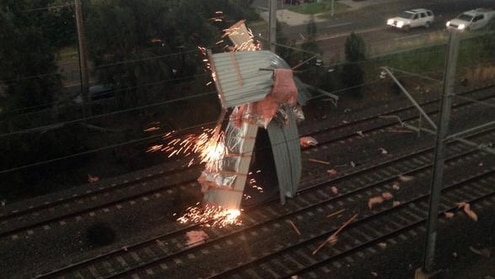 The roof of a house blew onto rail tracks at Mount Druitt