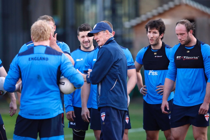 England rugby league coach Wayne Bennett during training in London on October 17, 2016.