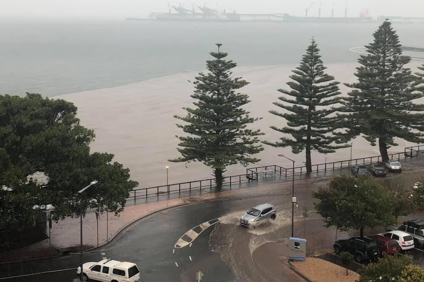 A view out across Port Lincoln following flash flooding.