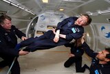 Stephen Hawking on a zero-gravity flight.