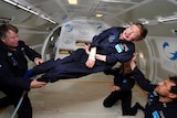 Stephen Hawking on a zero-gravity flight.