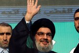 Sayyed Hassan Nasrallah addresses his supporters during a public appearance at an anti-US protest.