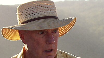 A c lose-up of Ray Meagher playing Alf Stewart in Home and Away.