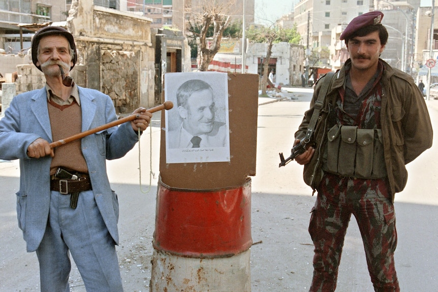 Syrian soldier on guard in Beirut