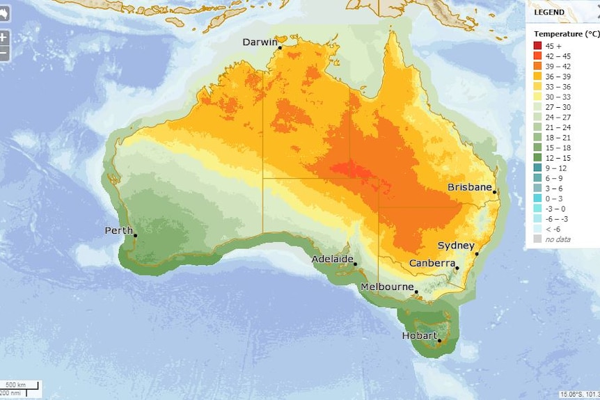 Maximum temperatures expected across Australia on September 23, 2017