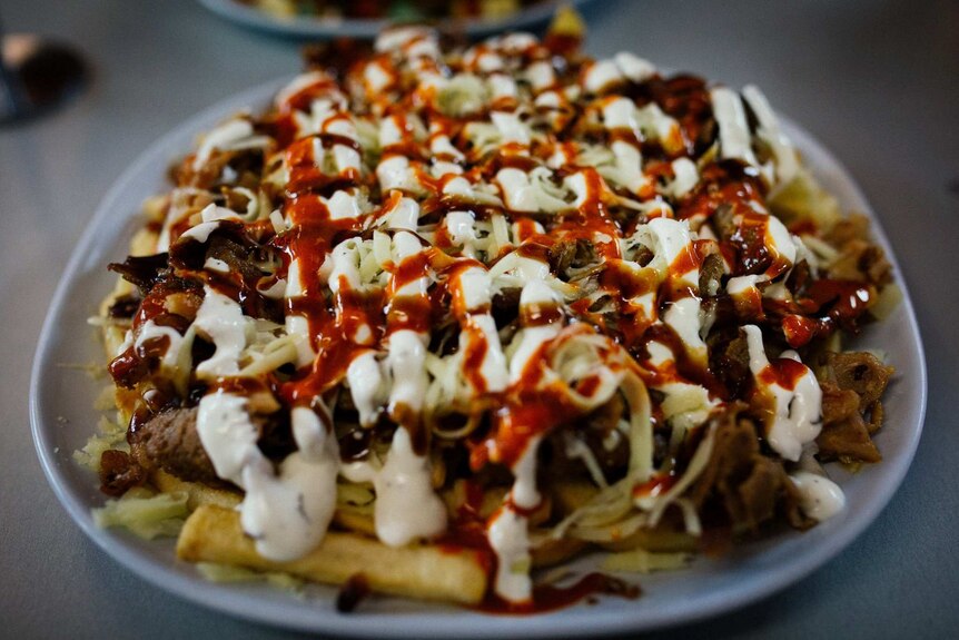 A close up view of a halal snack pack