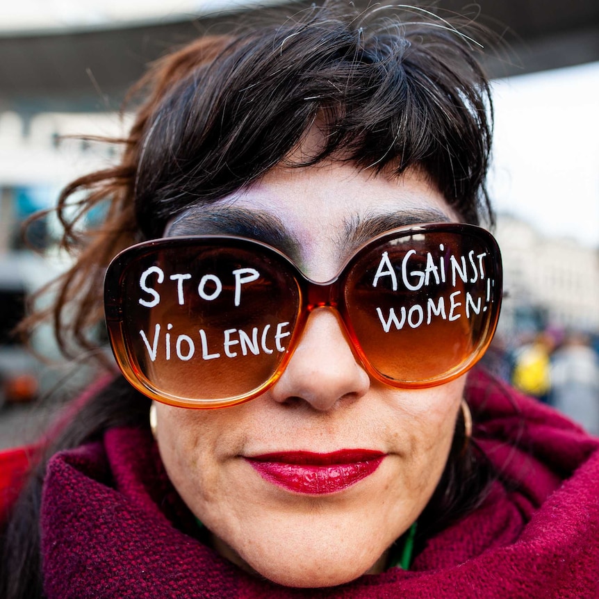 Woman protesting against violence against women