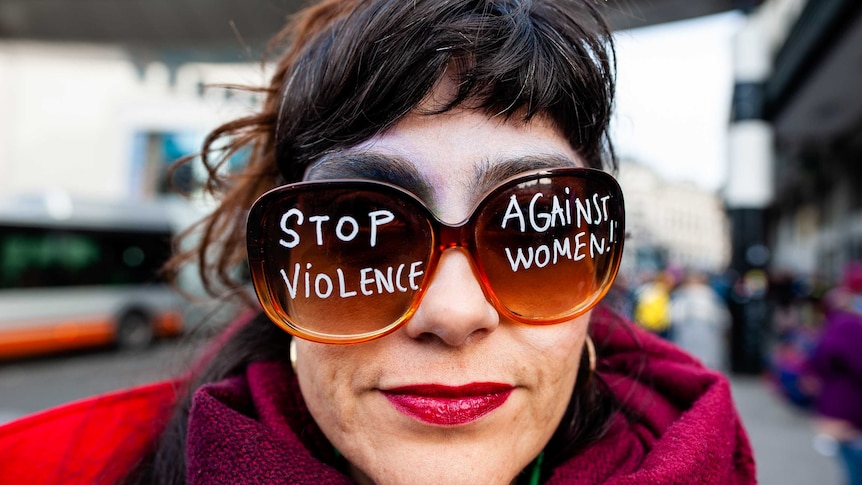 Woman protesting against violence against women