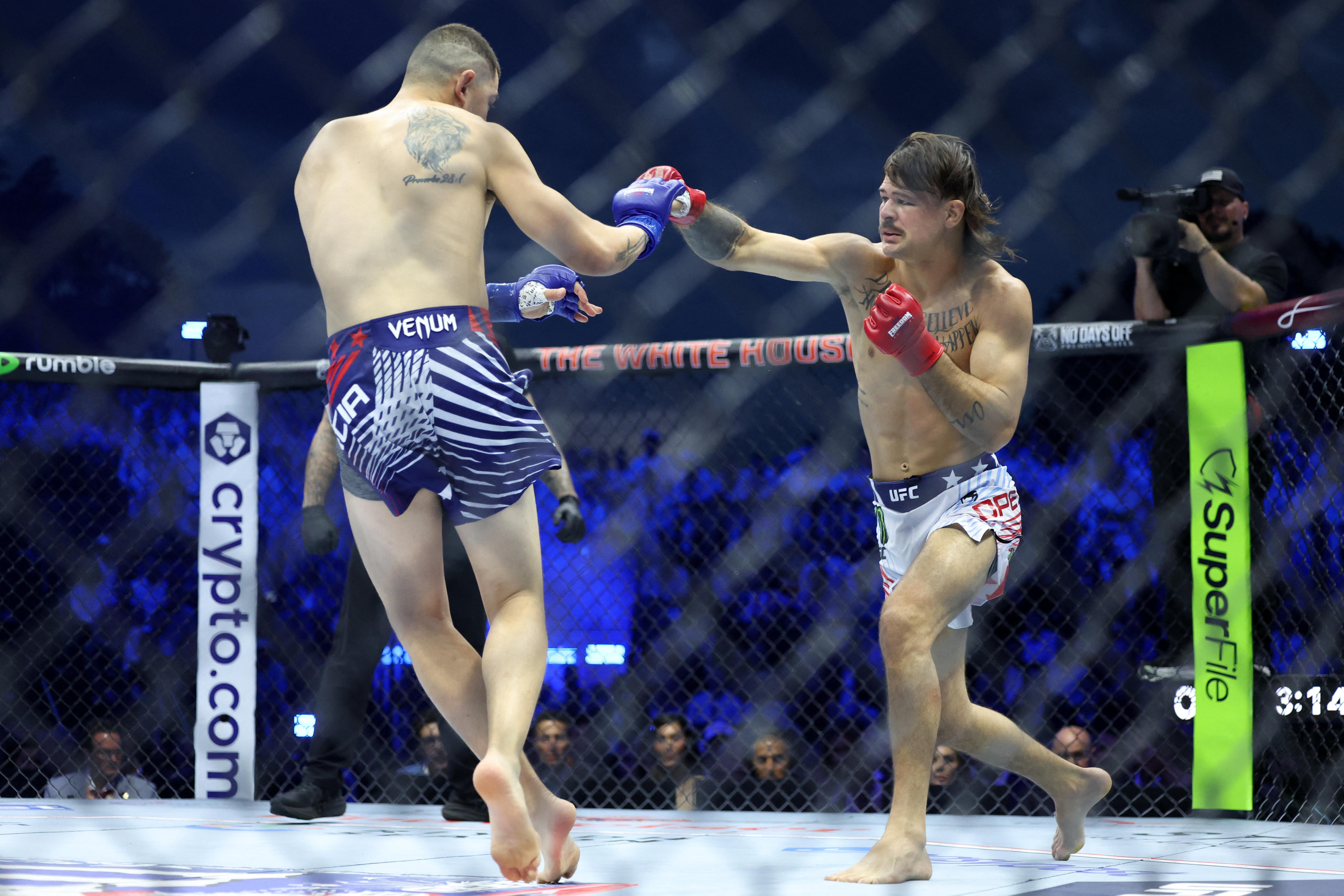Two fighters in UFC ring