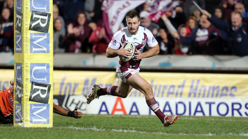 Kieran Foran scores against the Tigers