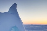 The sun sets over Arctic ice near the 2011 Applied Physics Laboratory Ice Station