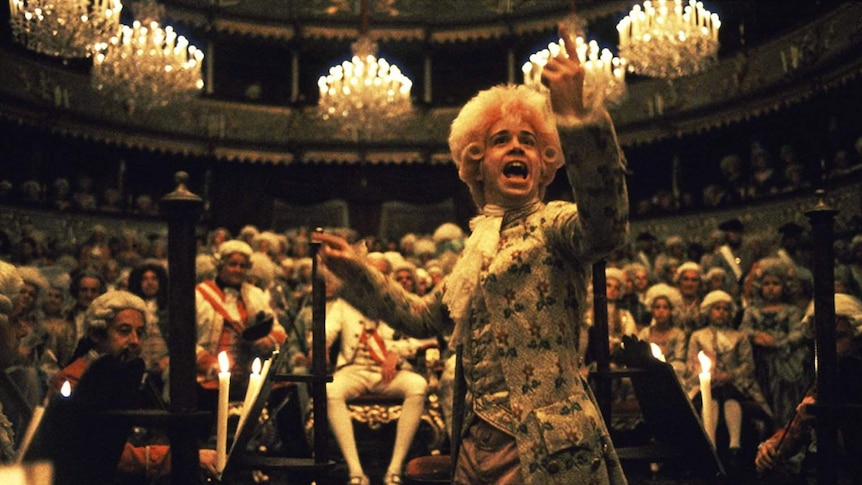 Actor Tom Hulce in the 1984 film Amadeus.