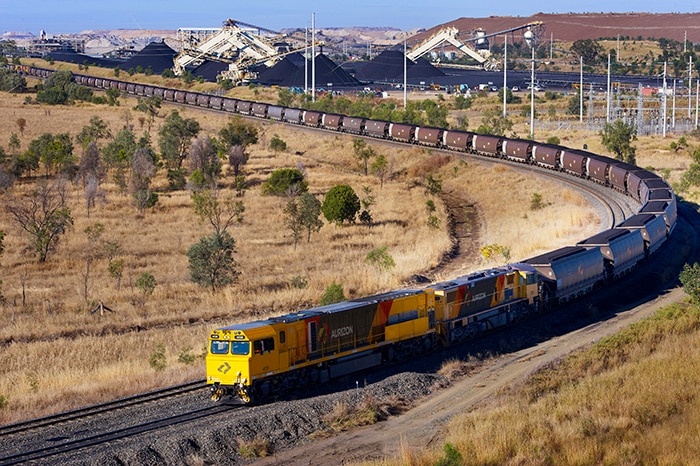 Aurizon freight train transporting coal