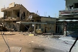 Destruction in the Syrian border town of Quasair