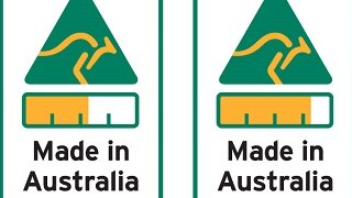 Two Australian Made labels showing percentage of product made in Australia.