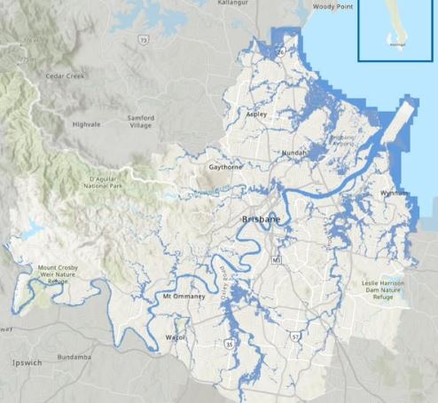 A map showing orange and yellow shaded areas. 