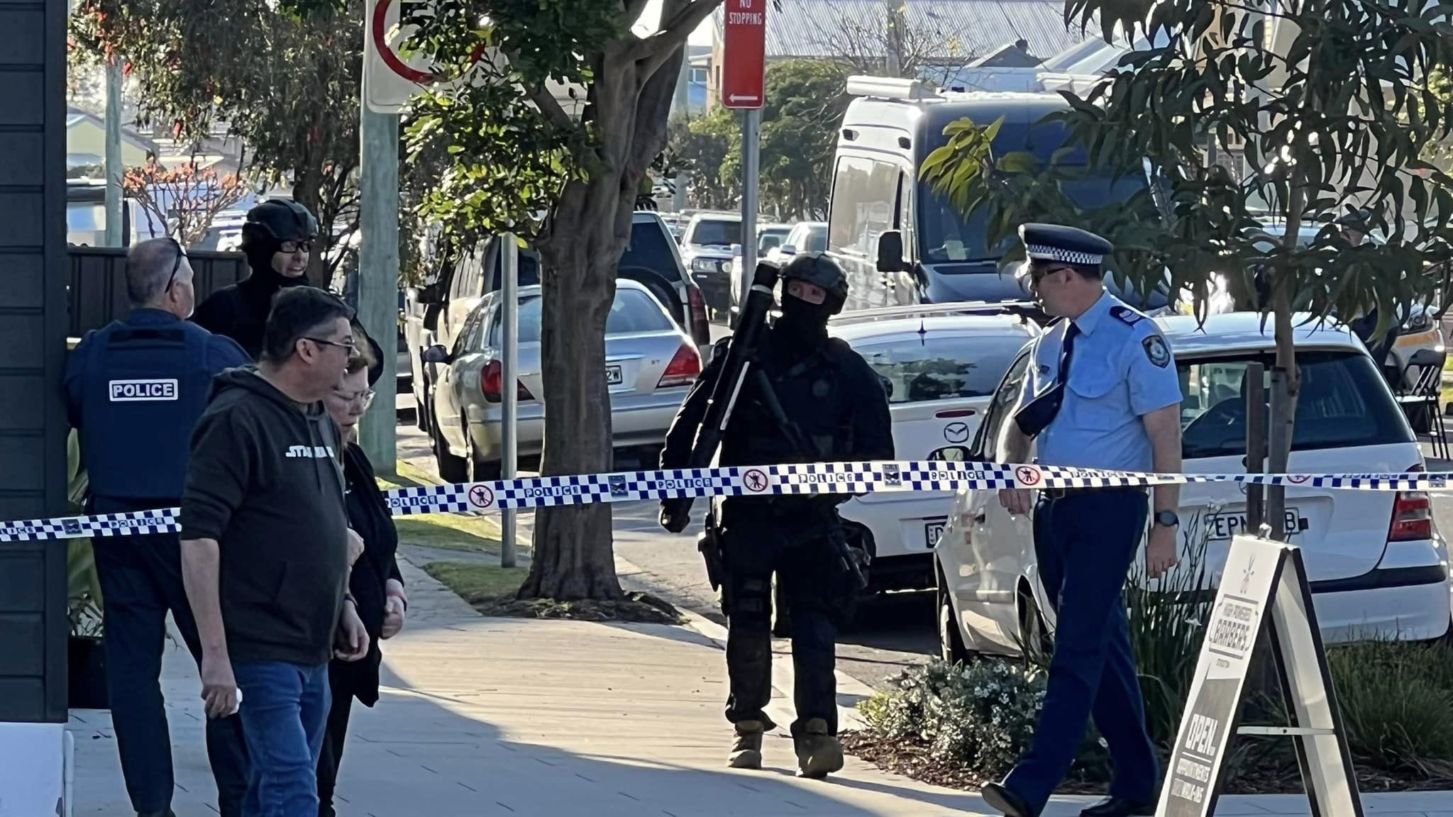 Tactical police officer attends the scene of a police stand off.